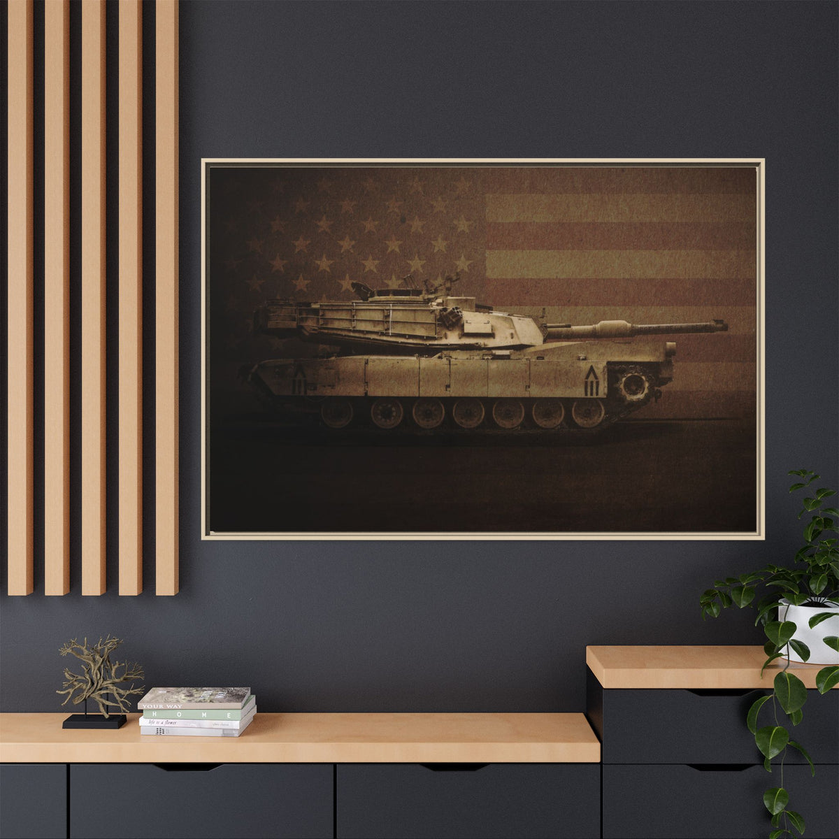 Patriotic Abrams M1 Tank | Framed Wall Art on Stretched Canvas