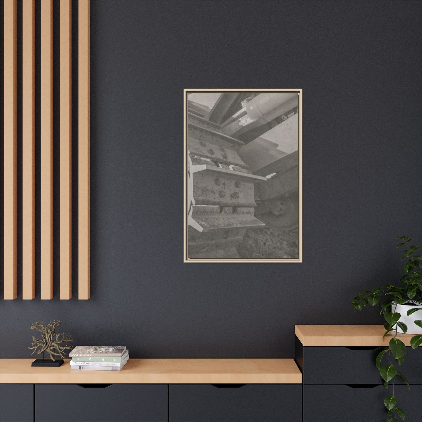 Epic D8 Dozer Triptych | Light Gray | Right Panel | Jondo | Matte Canvas Print (Framed)