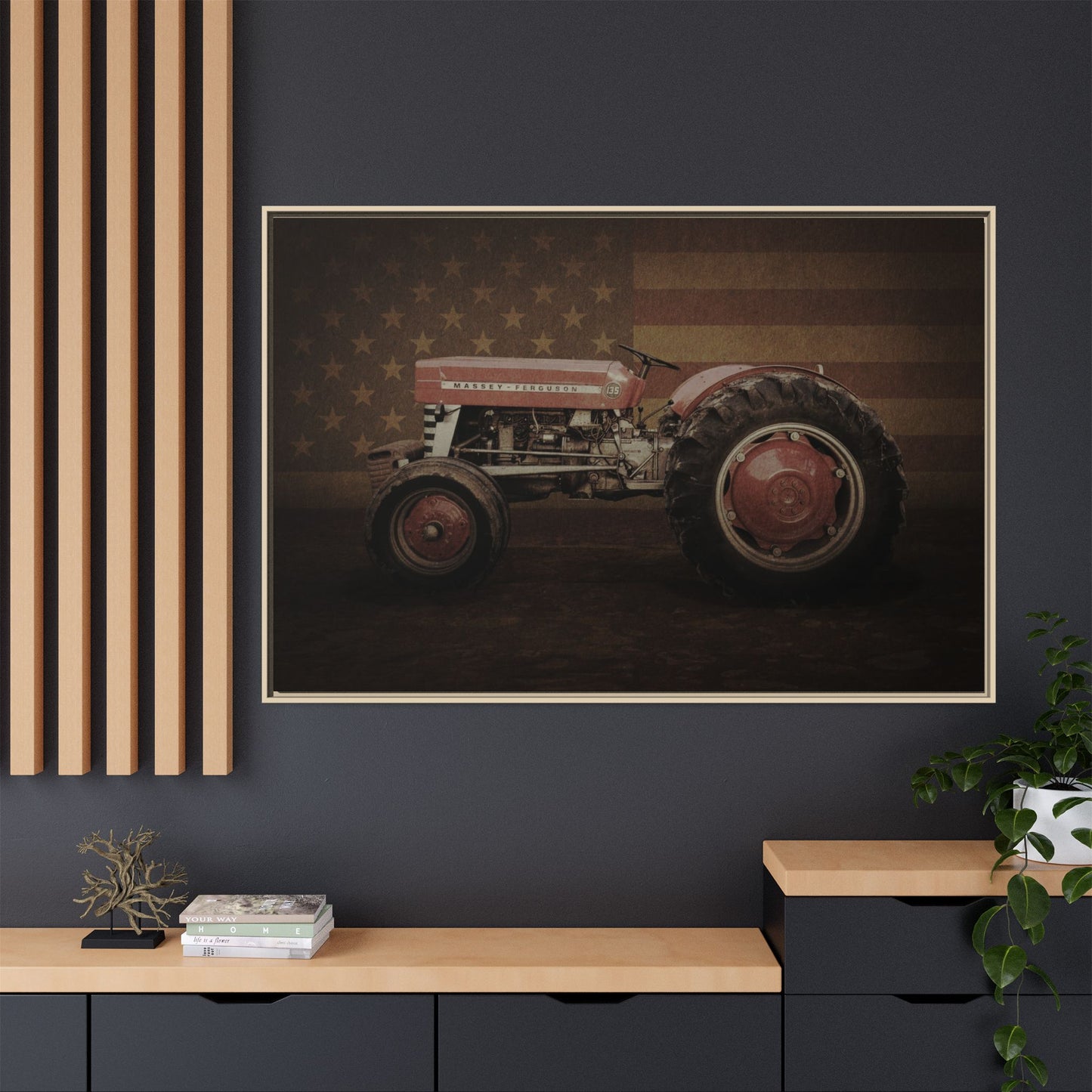 Patriotic Massey 135 | Framed Wall Art on Stretched Canvas