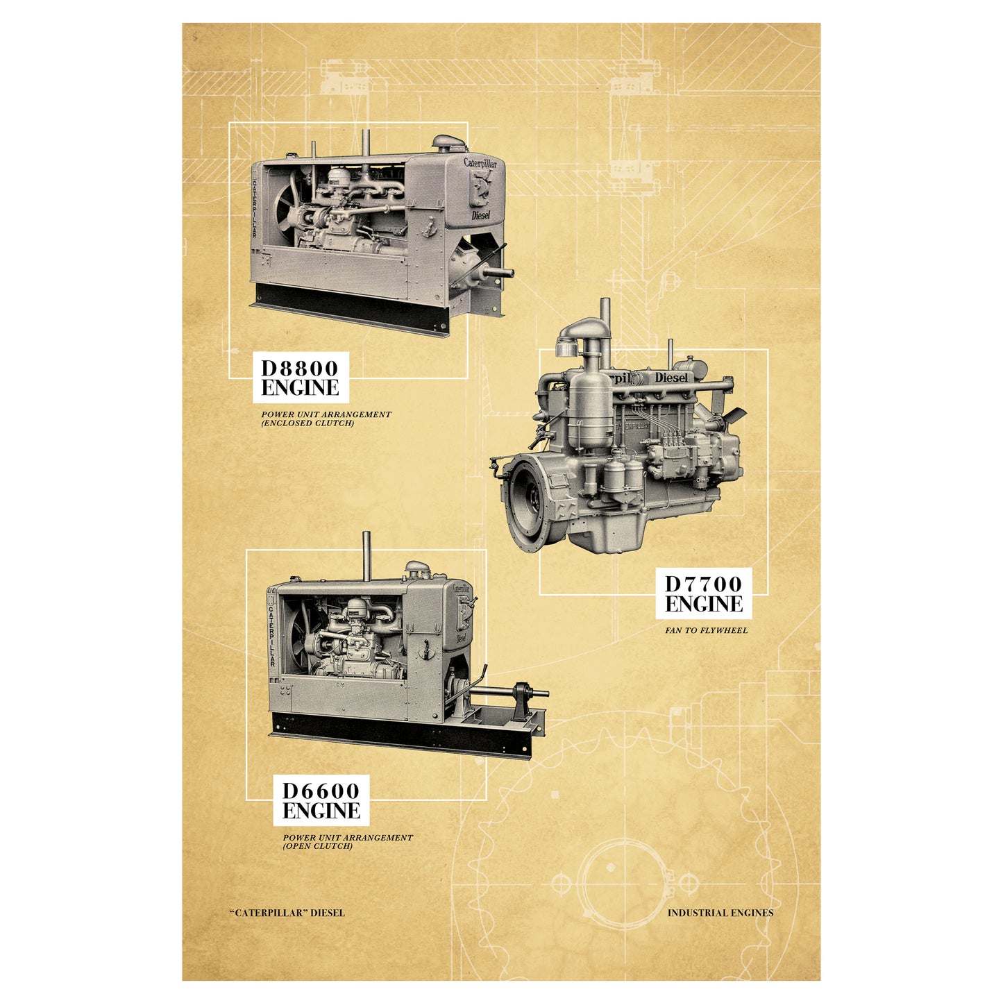 Caterpillar Engines of 1939 (set of 3)