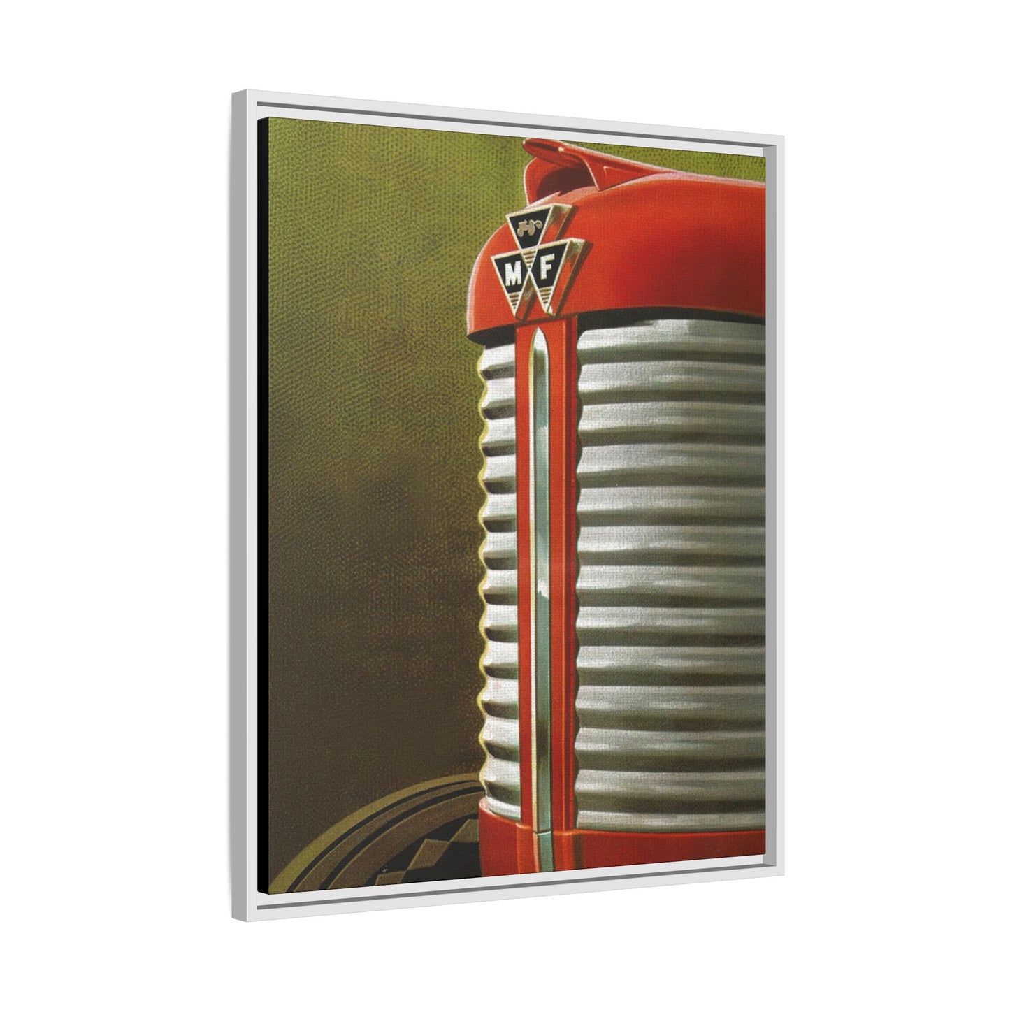 Vintage Red Tractor Grill Matte Canvas Framed | Farm Machinery Wall Art