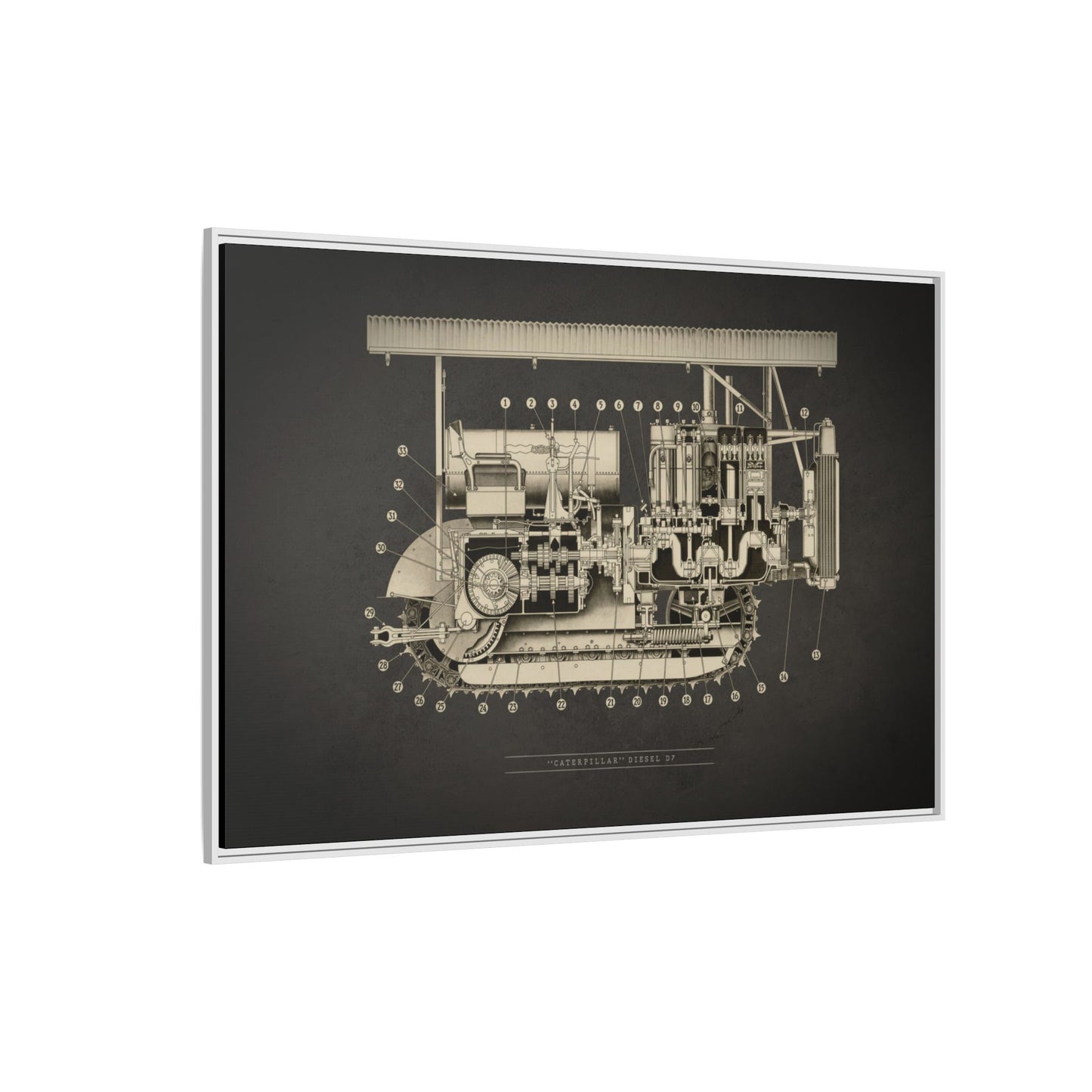 Vintage D7 Crawler Cutaway | Framed Wall Art on Matte Canvas
