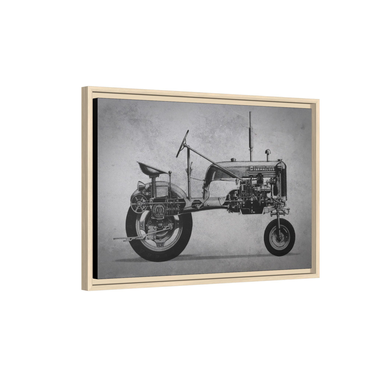 Vintage Farmall Pony Cutaway Drawing | Framed Wall Art on Canvas