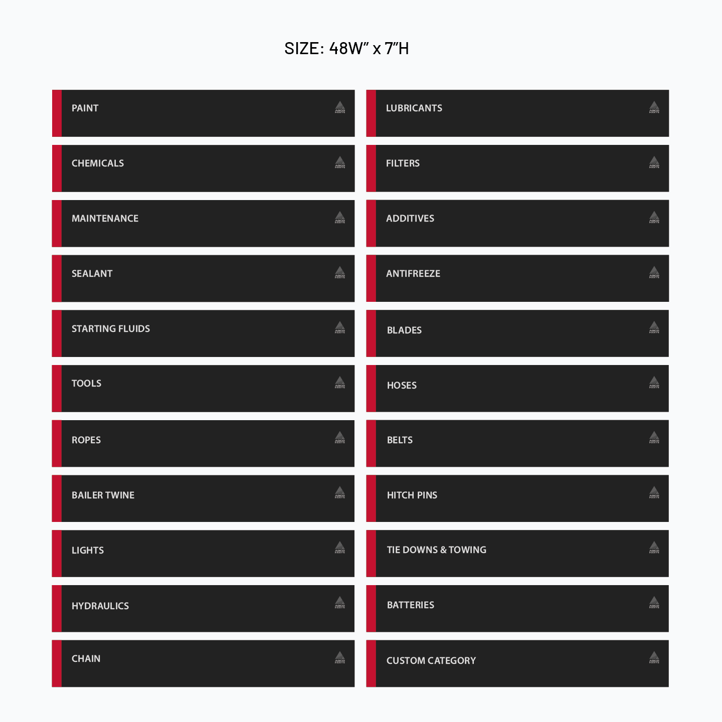 AGCO Category Fixture Signage