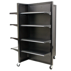 This fixture is a Lozier Showroom shelving unit designed for a Caterpillar or AGCO or Fendt or Massey dealership.