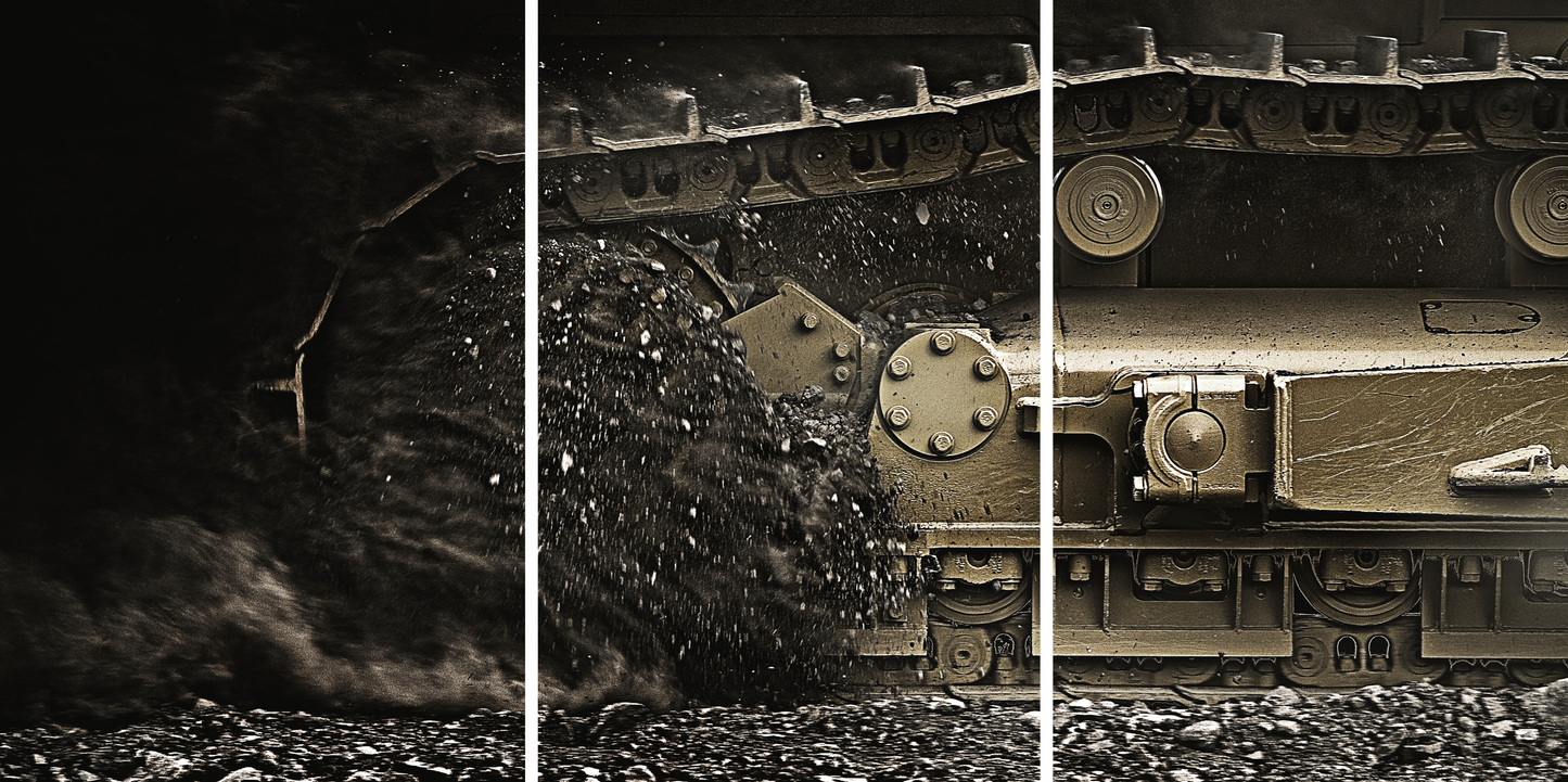 Dramatic Undercarraige Track Triptych | Framed Canvas Wal Art