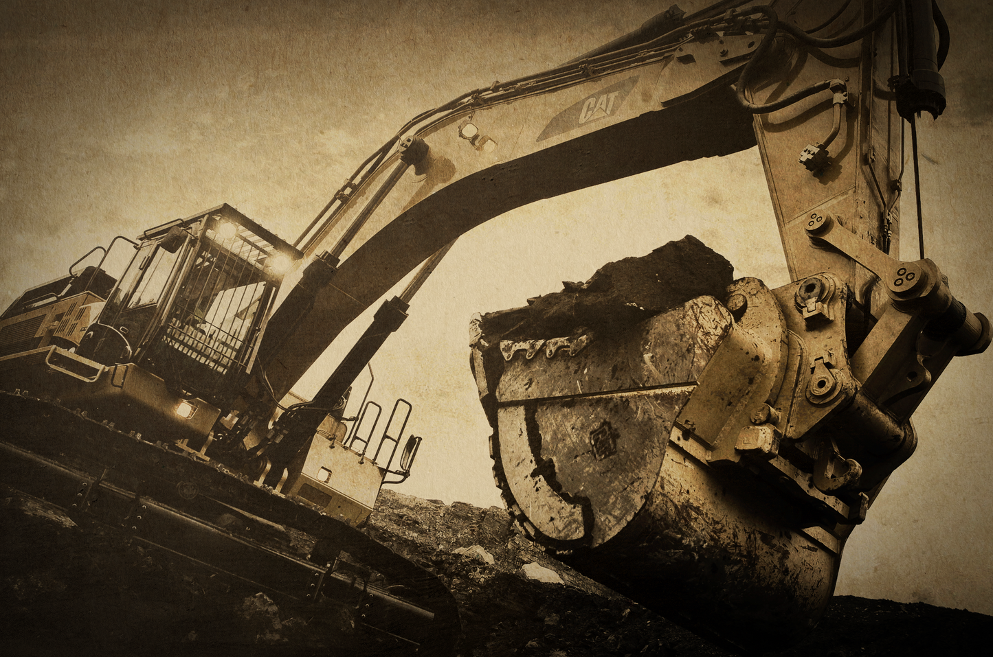 CAT 375 Excavator Reaching Action | Type II Commercial Vinyl Wall Covering