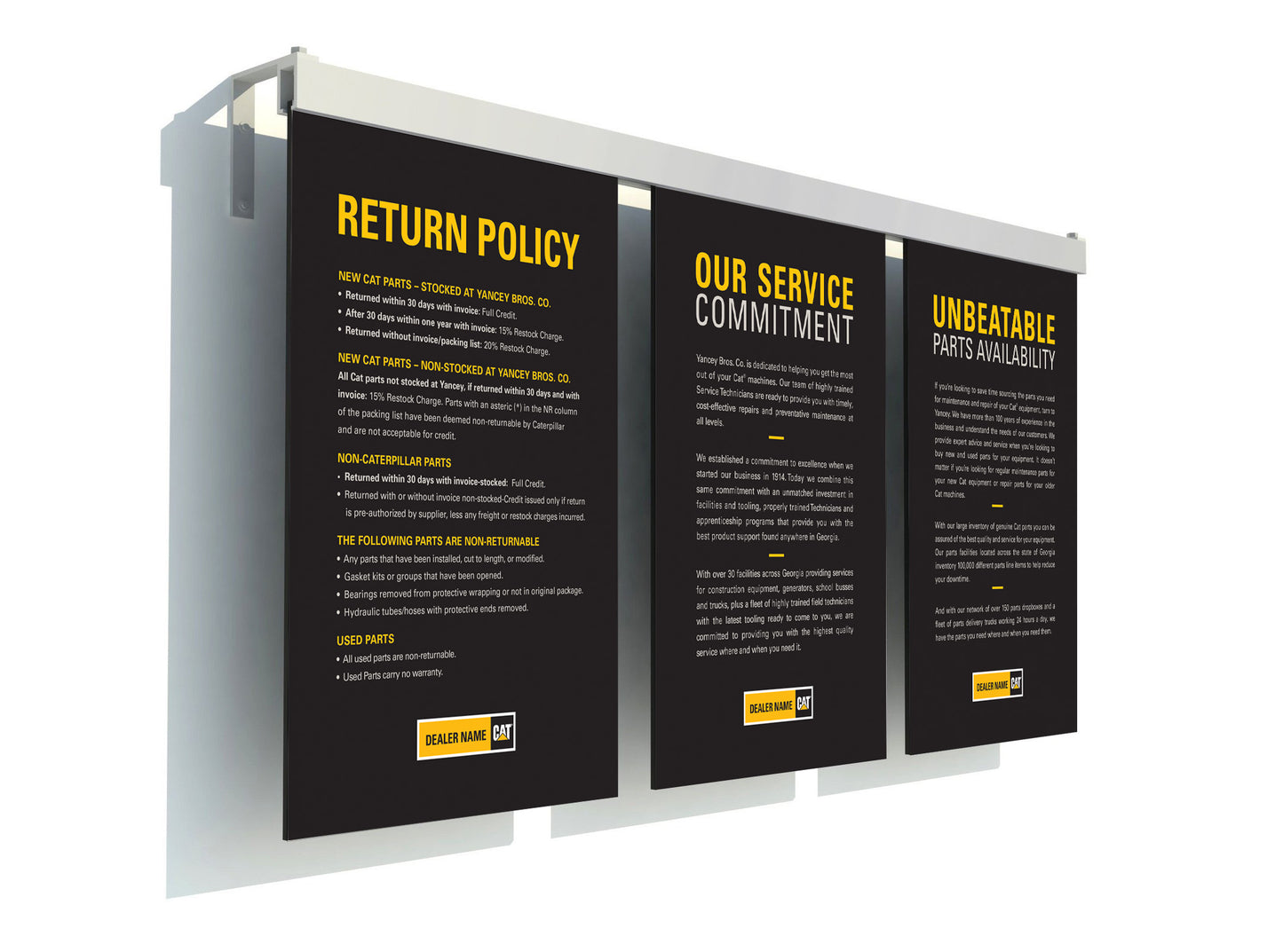 Policy Panel - Bracket Hung - Construction Yellow on Charcoal