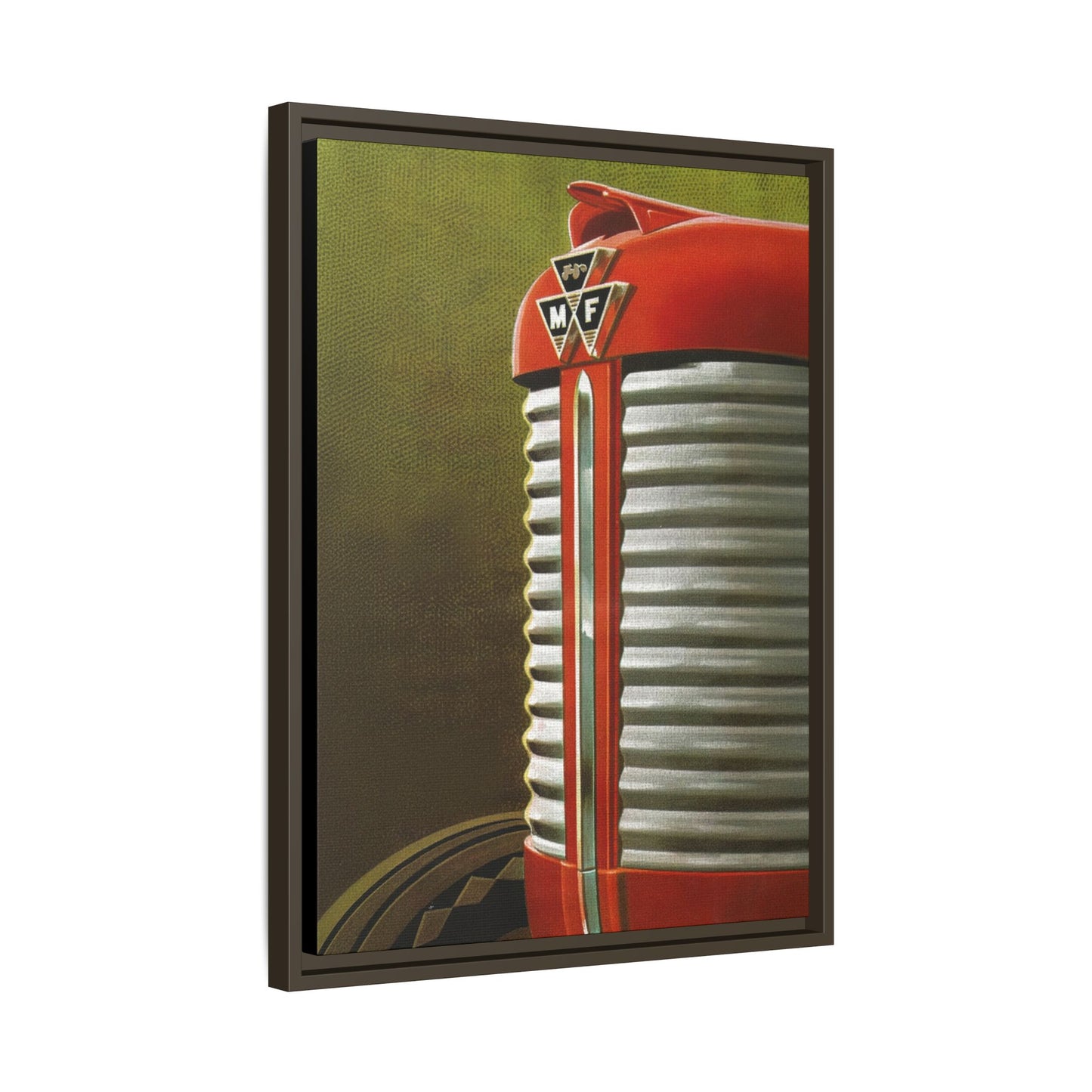 Vintage Red Tractor Grill Matte Canvas Framed | Farm Machinery Wall Art
