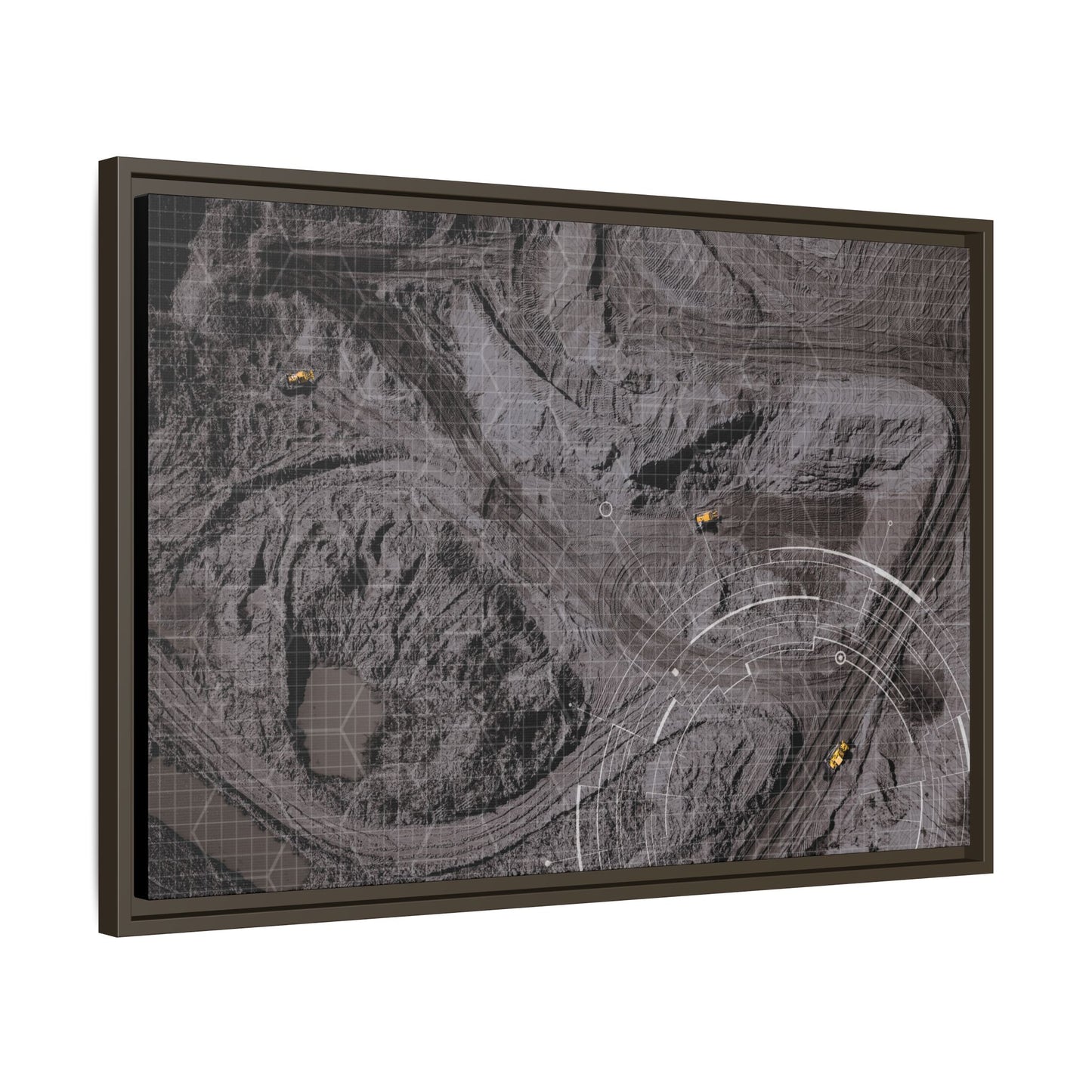 Drone Mining Construction Site - Photo Art Framed on Stretched Canvas