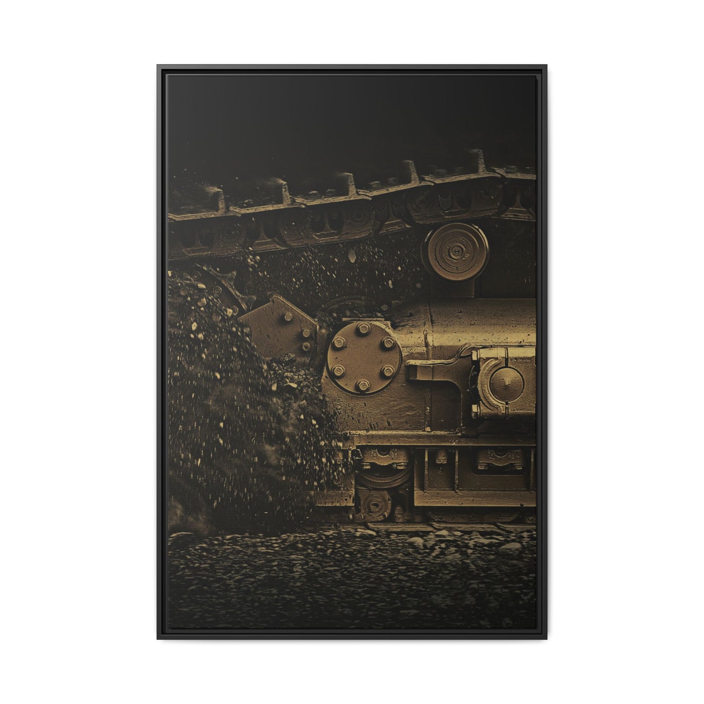 Epic Dozer Track Triptych Center | Matte Canvas Print (Framed)