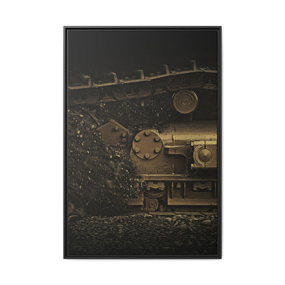 Epic Dozer Track Triptych Center | Matte Canvas Print (Framed)