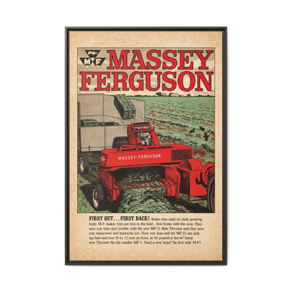 Massey Ferguson Tractor Poster Matte Canvas Framed | Vintage Farm Machinery Print