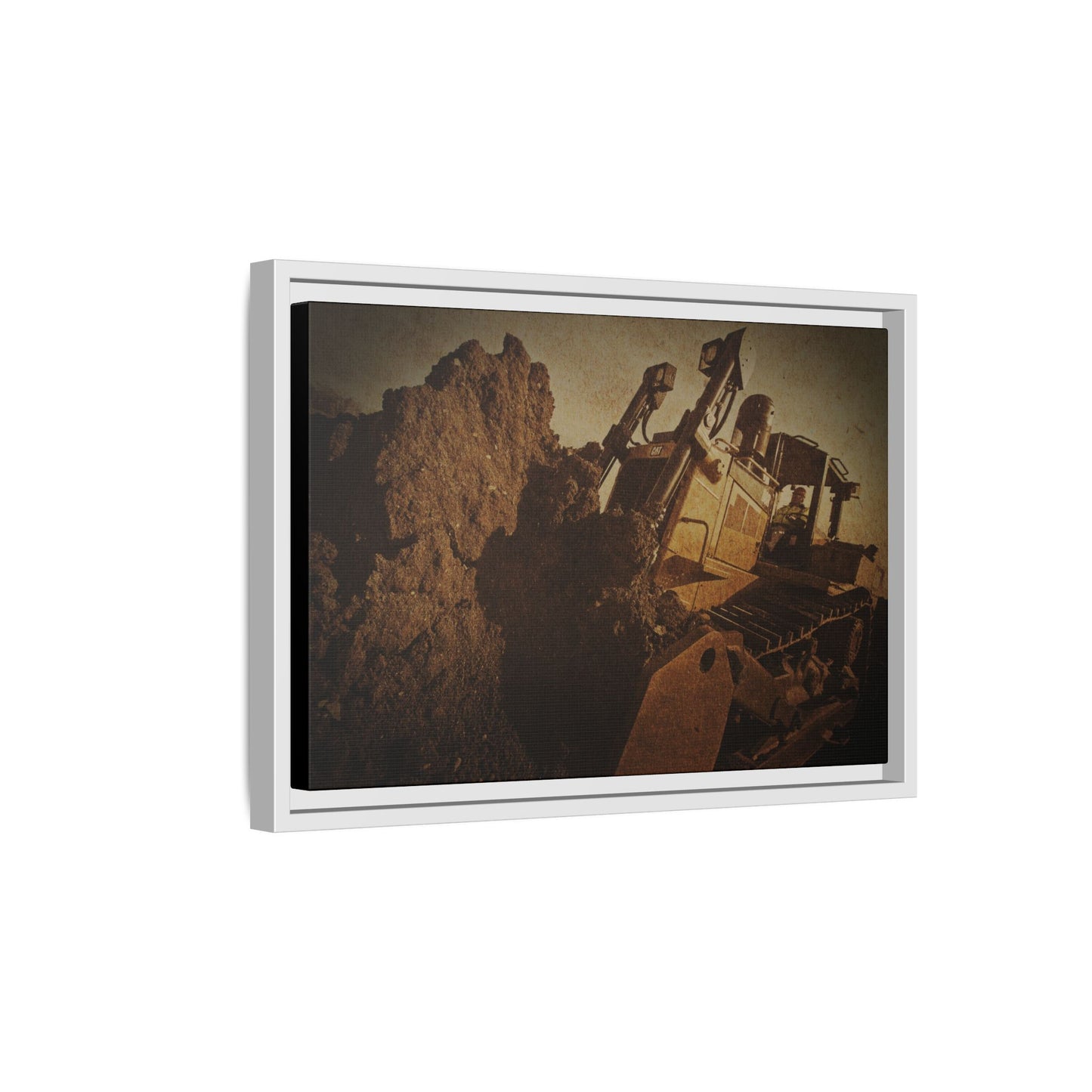 Big Dirt D8 Dozer Action| Gold | Framed | Wall Art on Stretched Canvas