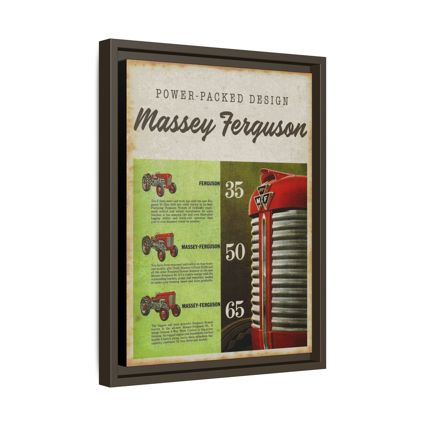 Vintage Massey Ferguson Tractor Advertisement Wall Art Print on Framed Canvas