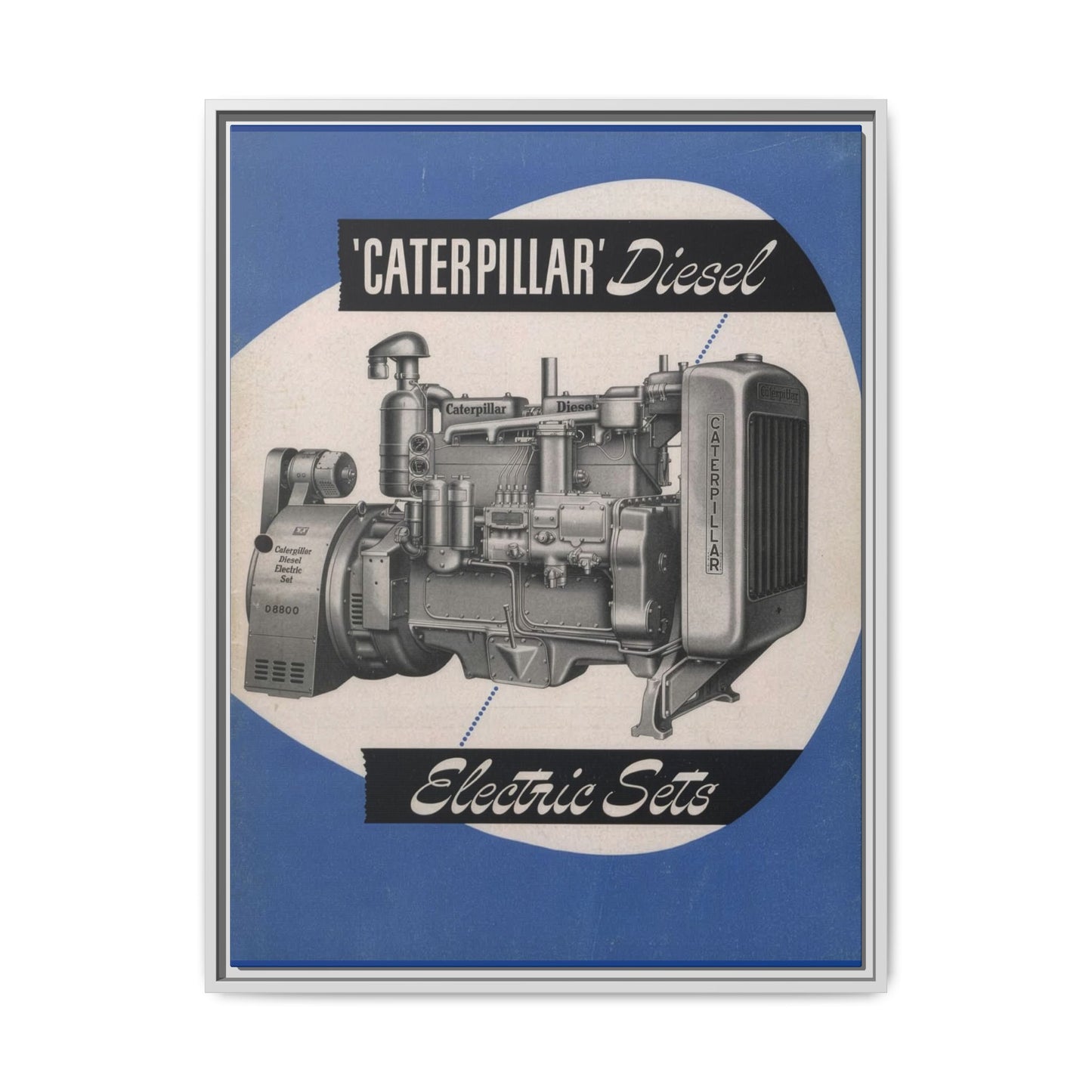 Diesel Electric Generator Vintage Dealership Sign on Framed  Matte Canvas