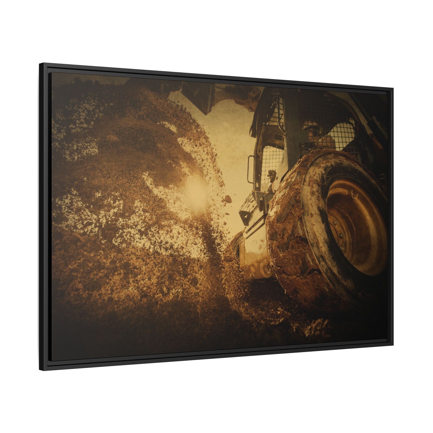 Boring Skid Steer Action | Framed Photo Wall Art on Canvas