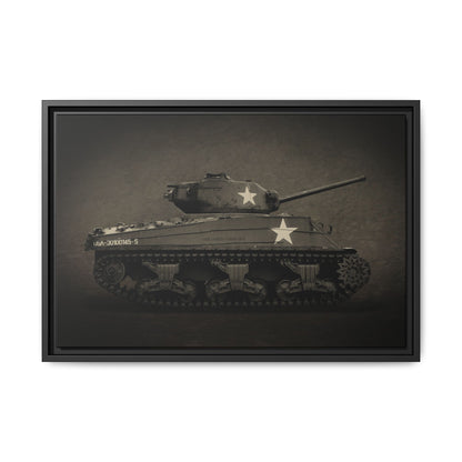 Vintage WWII  Sherman Tank, Double Star, Photo Wall Art on Framed Canvas