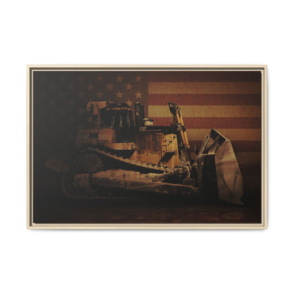 Patriotic D10T Classic Dozer | Framed Wall Art on Stretched Canvas