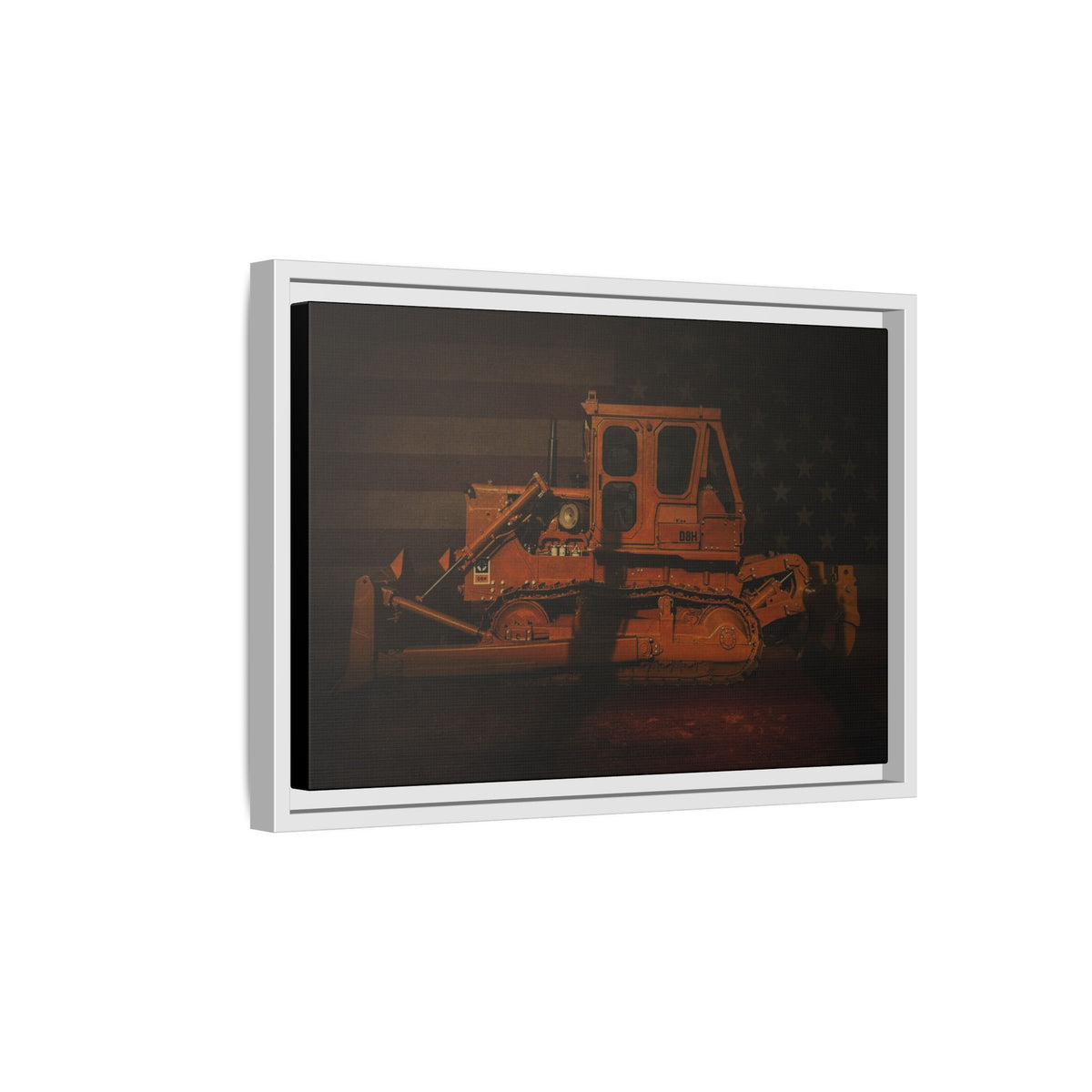 Patriotic D8H Classic Dozer | Framed Wall Art on Stretched Canvas