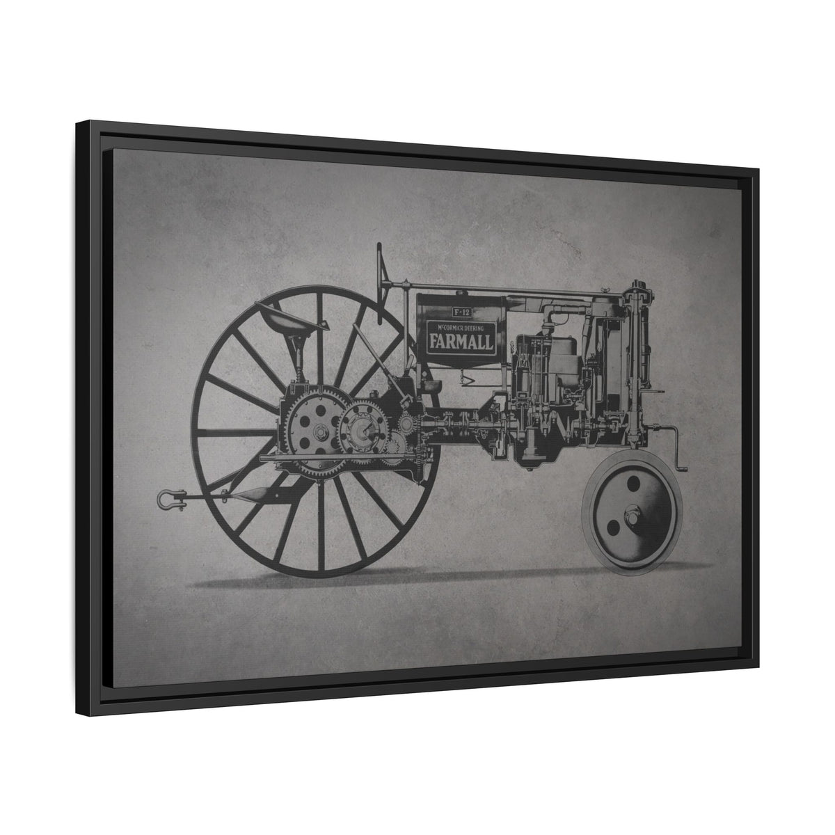 Vintage Farmall F-12 Mechanical Drawing | Light | Framed Wall Art on Canvas