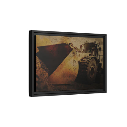 Front Loader Bucket Action | Gold |  Framed Wall art on Stretched Canvas
