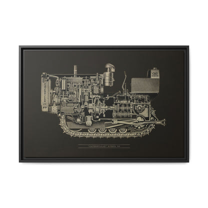 Vintage D4Tractor Crawler Cutaway Drawing | Framed Wall Art on Canvas