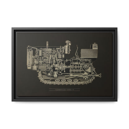 Vintage D4Tractor Crawler Cutaway Drawing | Framed Wall Art on Canvas