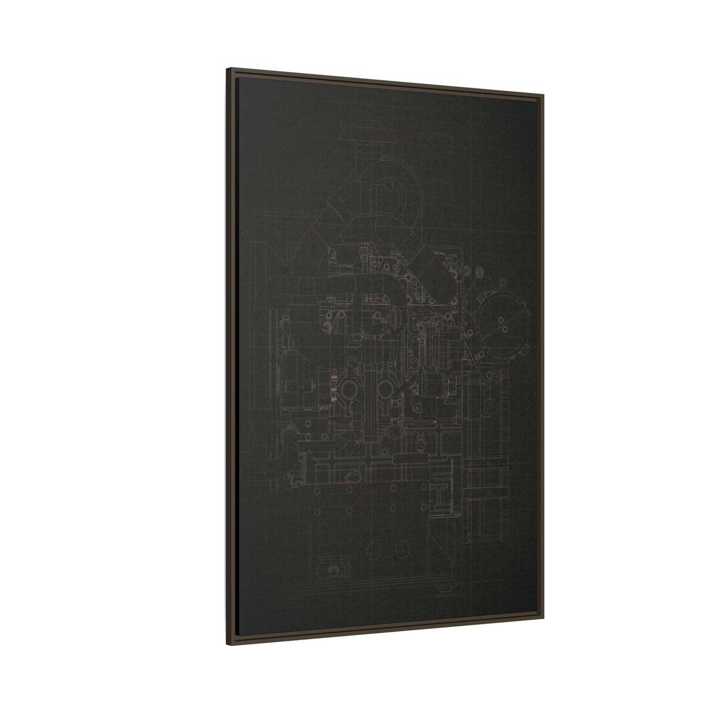 Heavy Equipment Engine Schematic Drawing – Framed Wall Art on Canvas