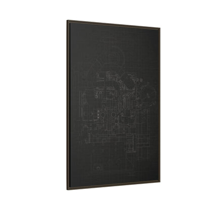 Heavy Equipment Engine Schematic Drawing – Framed Wall Art on Canvas