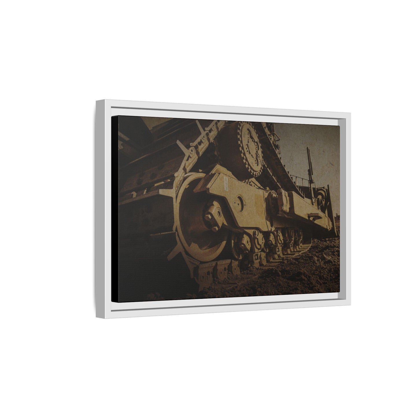 D8 Dramatic Dozer Track | Gold |  Framed Wall art on Stretched Canvas