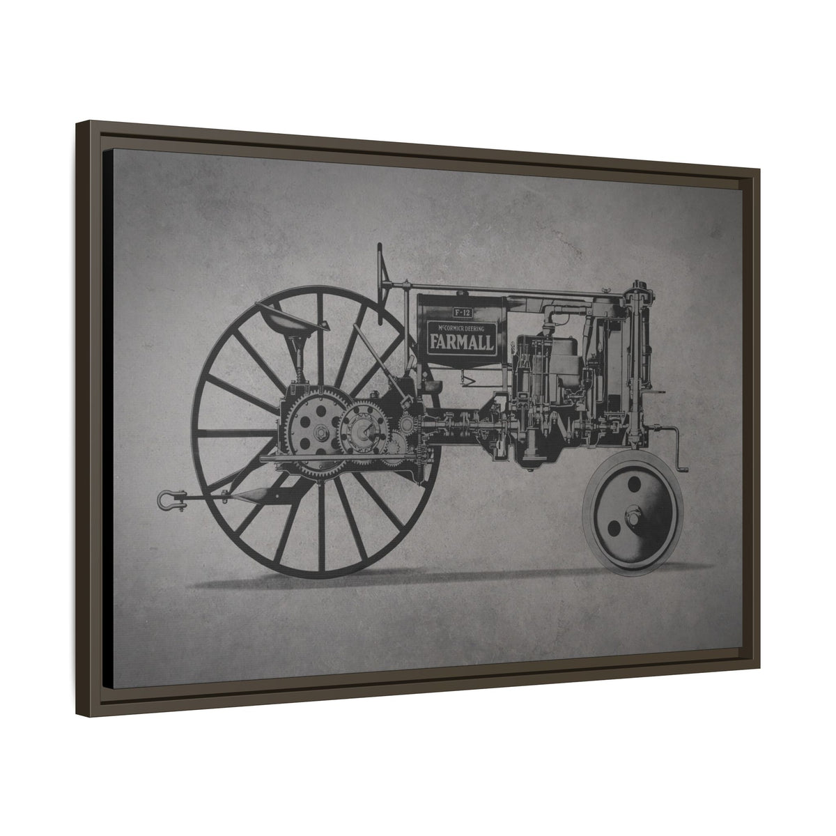 Vintage Farmall F-12 Mechanical Drawing | Light | Framed Wall Art on Canvas