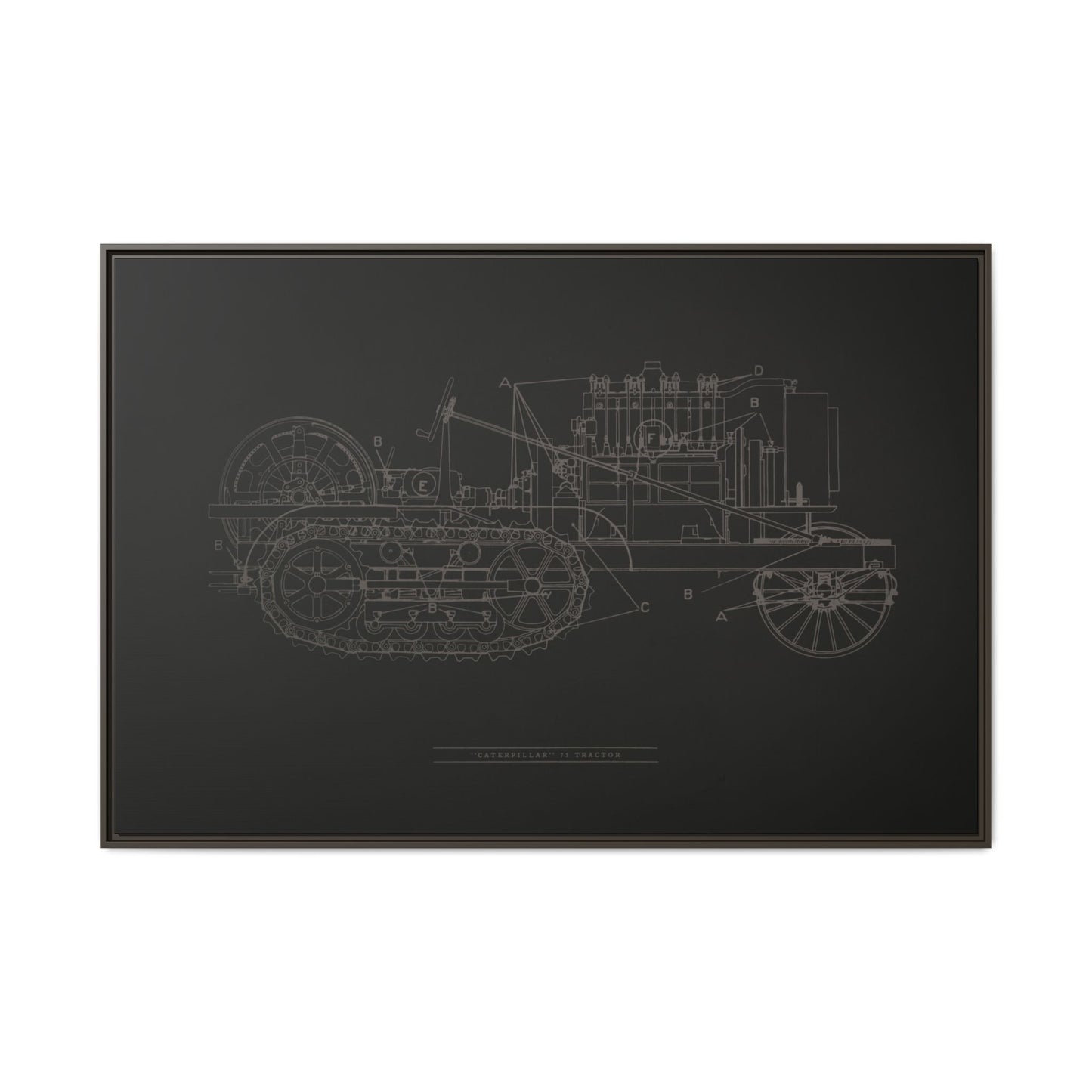 Vintage HOLT Tractor Patent Drawing Industrial Artwork | Framed Wall Art on Stretched Canvas