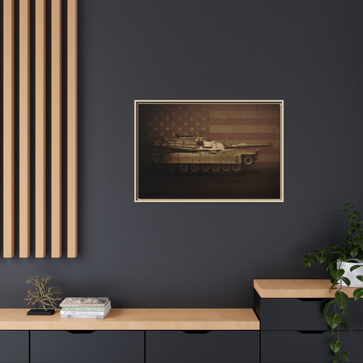 Patriotic Abrams M1 Tank | Framed Wall Art on Stretched Canvas