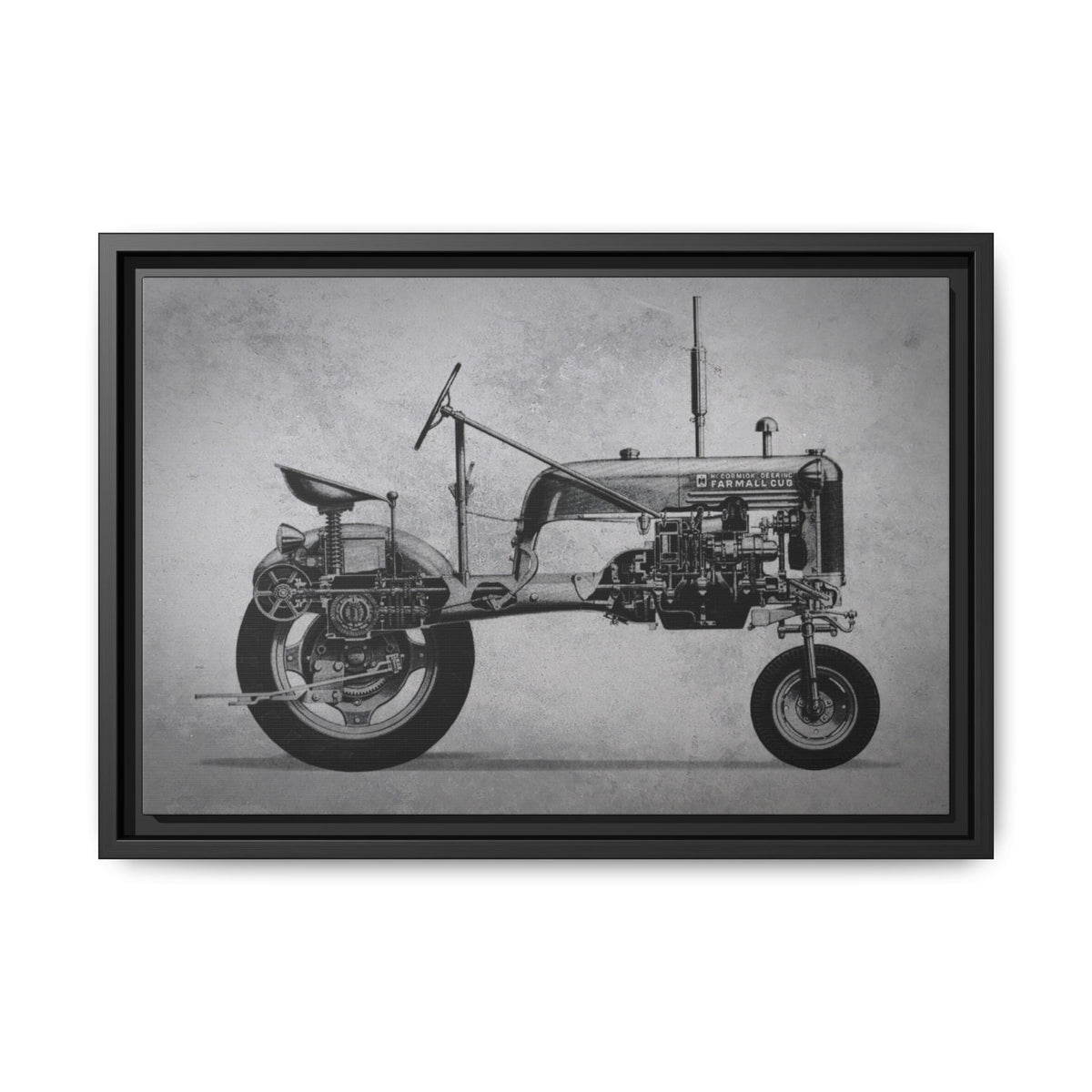 Vintage Farmall Pony Cutaway Drawing | Framed Wall Art on Canvas