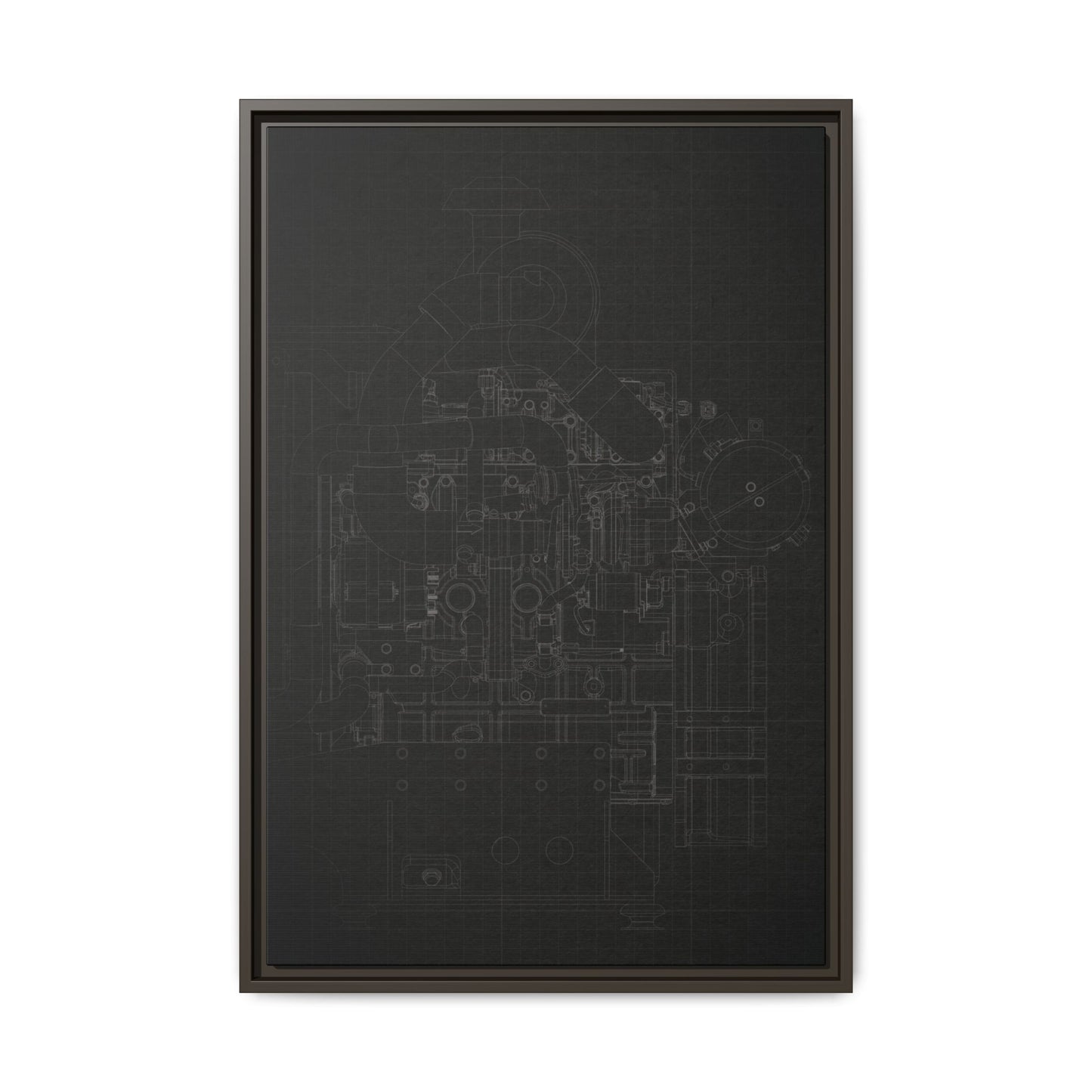 Heavy Equipment Engine Schematic Drawing – Framed Wall Art on Canvas
