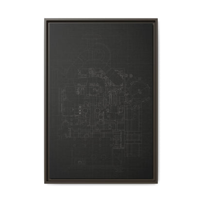 Heavy Equipment Engine Schematic Drawing – Framed Wall Art on Canvas