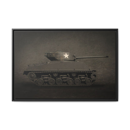 Vintage WWII  Sherman Tank, Single Star, Photo Wall Art on Framed Canvas