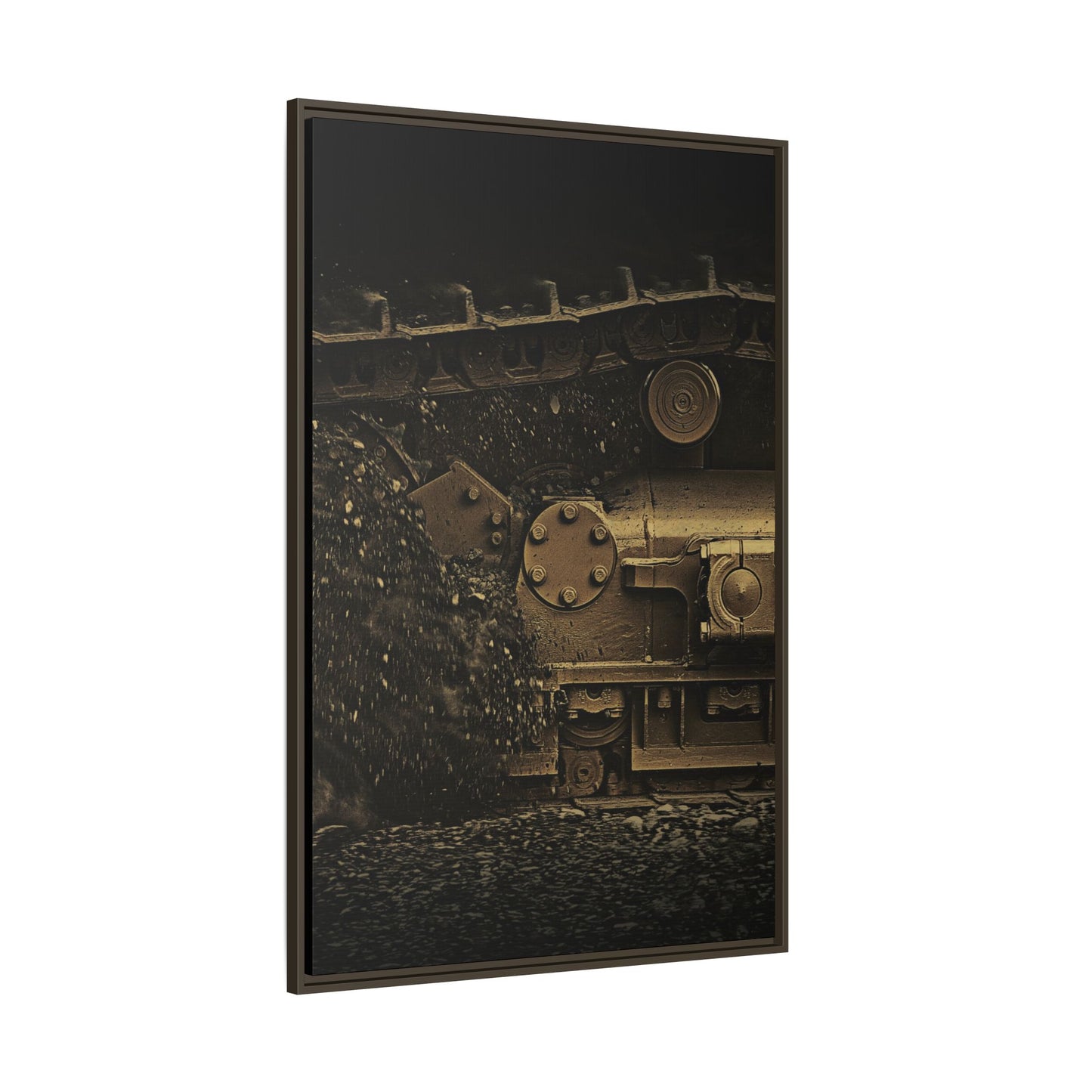 Epic Dozer Track Triptych Center | Matte Canvas Print (Framed)