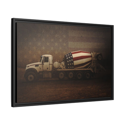 Patriotic Concrete Truck| Framed Wall Art on Stretched Canvas