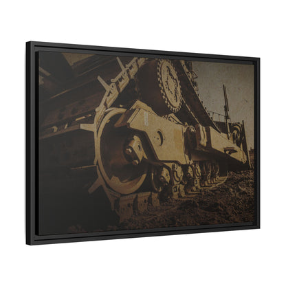 D8 Dramatic Dozer Track | Gold |  Framed Wall art on Stretched Canvas