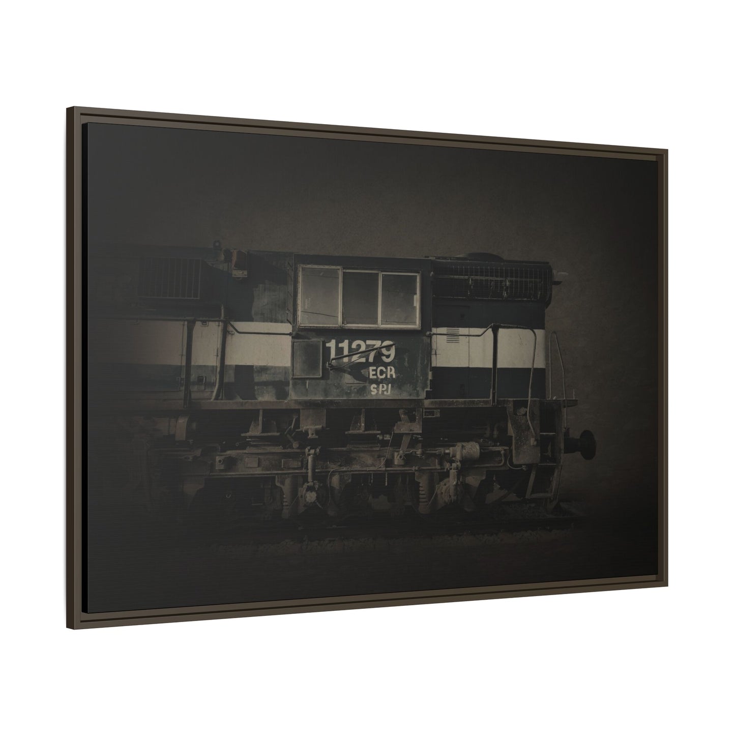 Vintage Diesel Locomotive Engine Matte Canvas Framed