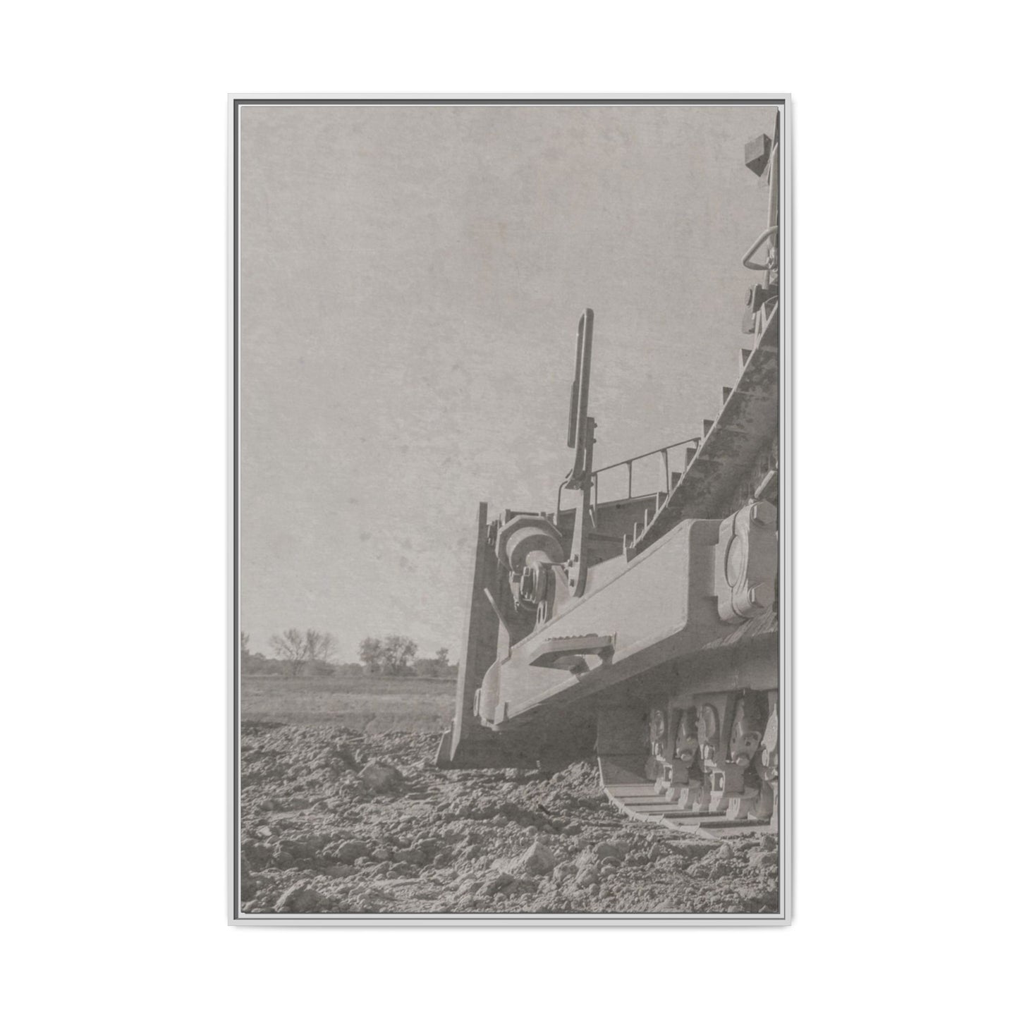 Epic D8 Dozer Triptych | Light Gray | Left Panel | Jondo | Matte Canvas Print (Framed)