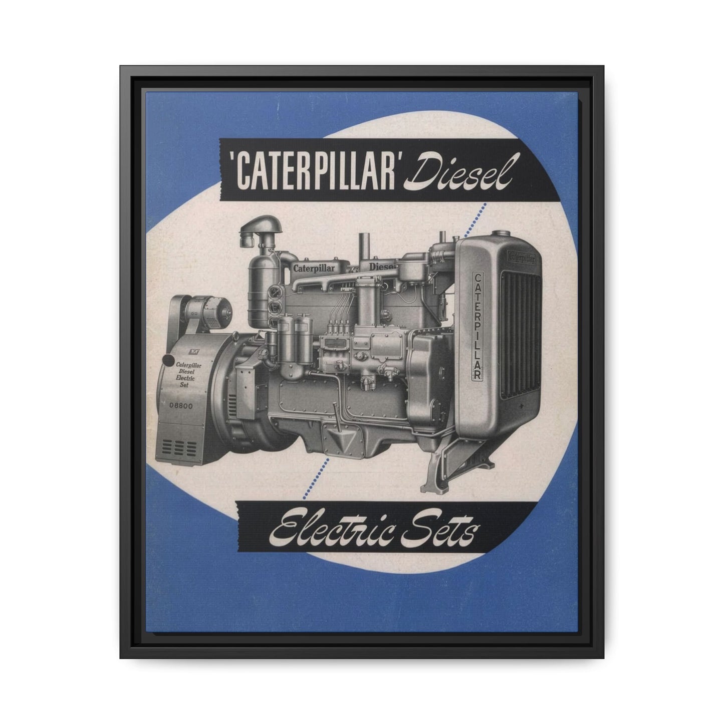 Diesel Electric Generator Vintage Dealership Sign on Framed  Matte Canvas