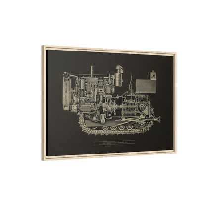 Vintage D4Tractor Crawler Cutaway Drawing | Framed Wall Art on Canvas