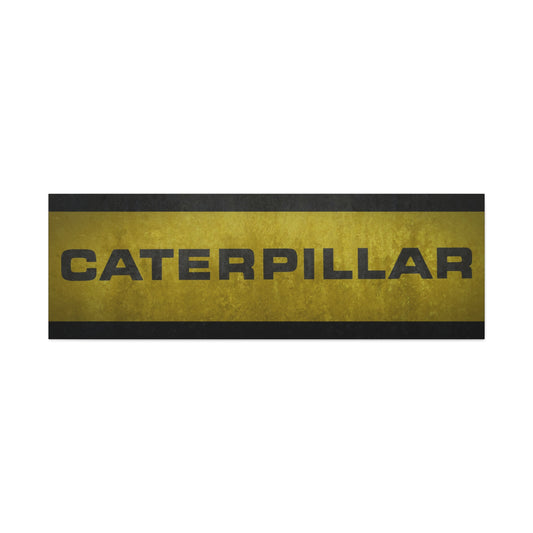 Caterpillar Distressed Text | Unframed | Stretched Canvas Wall Art