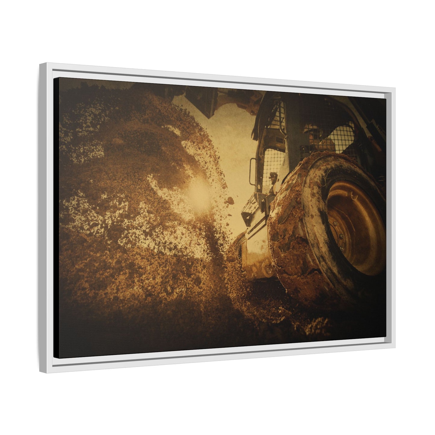 Boring Skid Steer Action | Framed Photo Wall Art on Canvas