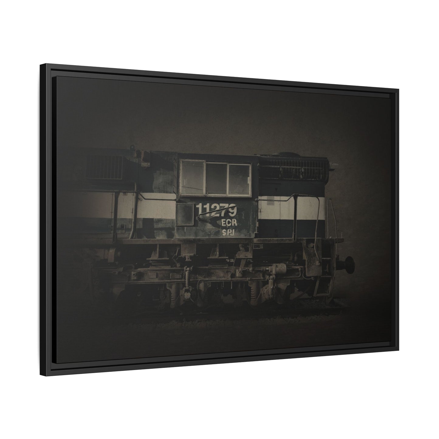Vintage Diesel Locomotive Engine Matte Canvas Framed