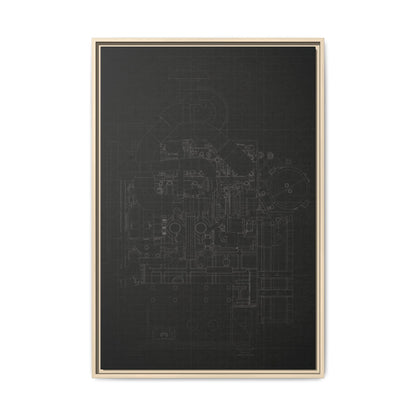 Heavy Equipment Engine Schematic Drawing – Framed Wall Art on Canvas