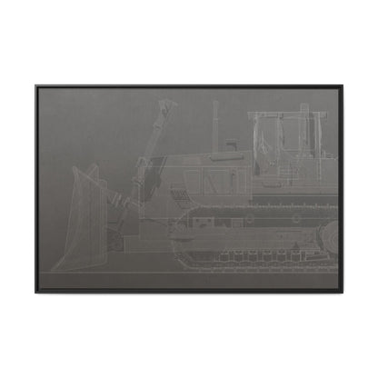 D2 Dozer Side View Technical Drawing | Framed Photo Wall Art on Canvas